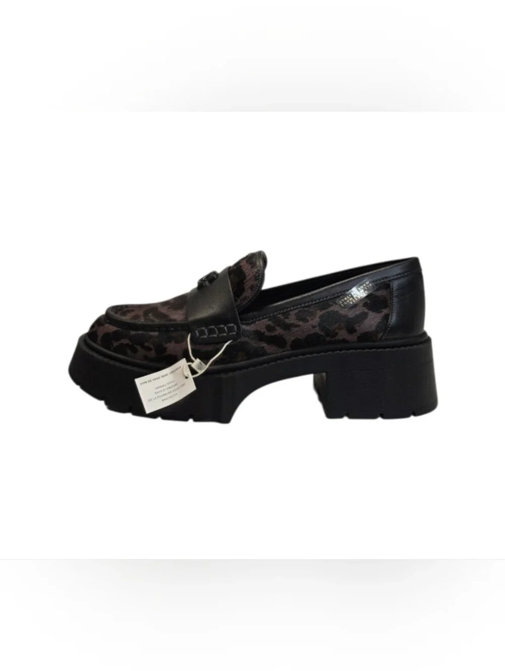 New Coach Leah Platform Leopard Print Haircalf Loafers Casual Shoes Women's 8 B